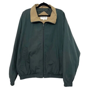 Vintage Field Chore Coat Barn Jacket Green Size XL Windbreaker Tan Collar 80s